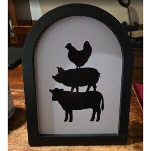 True Living Farm Animal Stacked Silhouette Tabletop Decor Cow, Pig, Rooster NEW